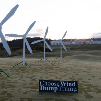 Environmental activists stage demonstration at Trump golf course in UK